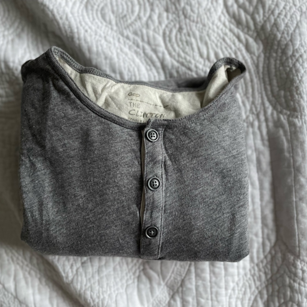 Men’s Gray Casual GAP Clifton Double Henley Tee